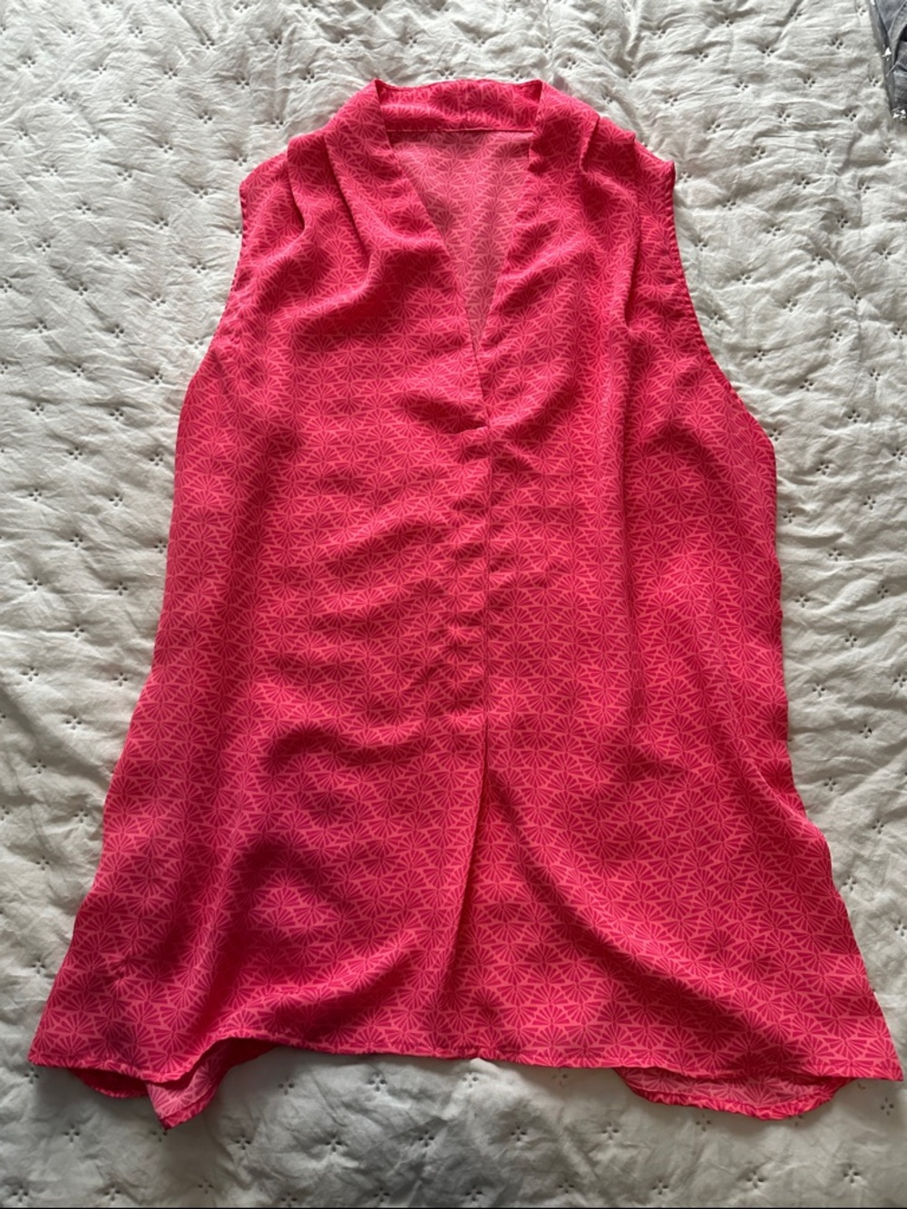 Sleeveless V-Neck Women’s Top in Bright Pink